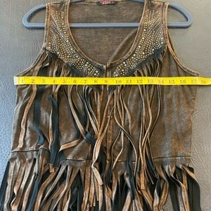 NWOT Studded and Fringed Vest